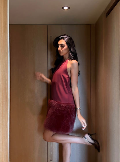 Robe de soirée fourrure (2 coloris)