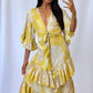 Robe à volants jaune