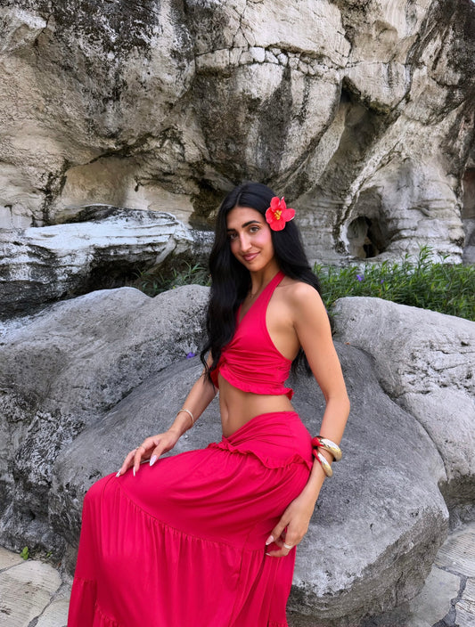 Ensemble top et jupe longue (3 coloris)