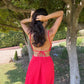 Robe dos nu en coton rouge