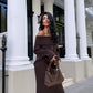 Ensemble doux bardot et jupe (3 coloris)