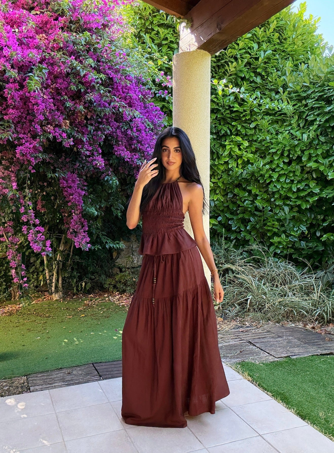Ensemble lin marron
