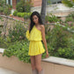 Combinaison asymétrique courte jaune